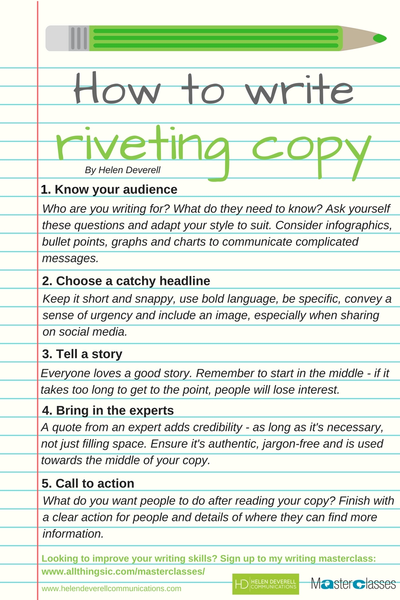 How to write riveting copy - Helen Deverell Communications